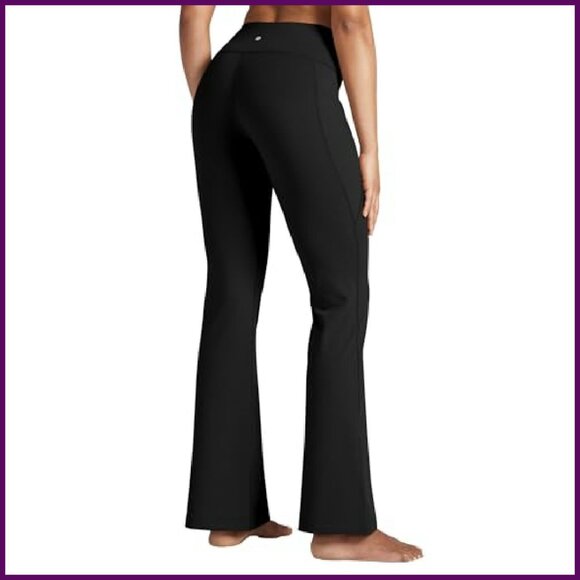 High Waist Flare Leggings with Pockets Tummy Control Yoga Pants - Picture 3 of 8